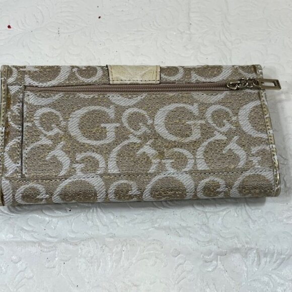 VTG Guess Canvas Logo Alligator Faux Print Snap Clutch Wallet 6.5"x3.5" - Picture 3 of 16